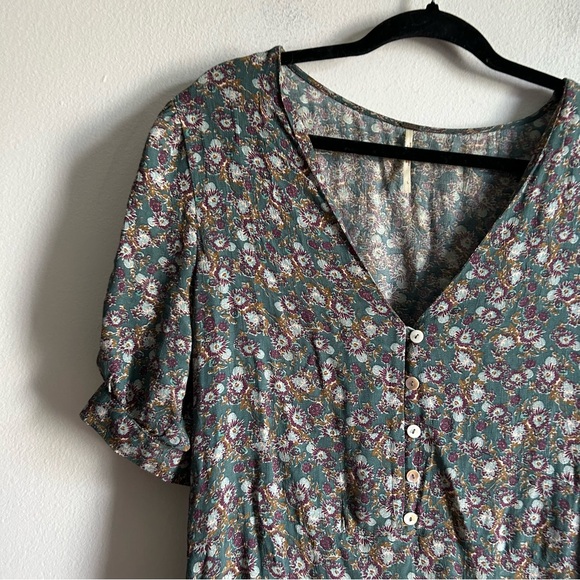 Free People Provence Green Floral Print Dress - Picture 3 of 12